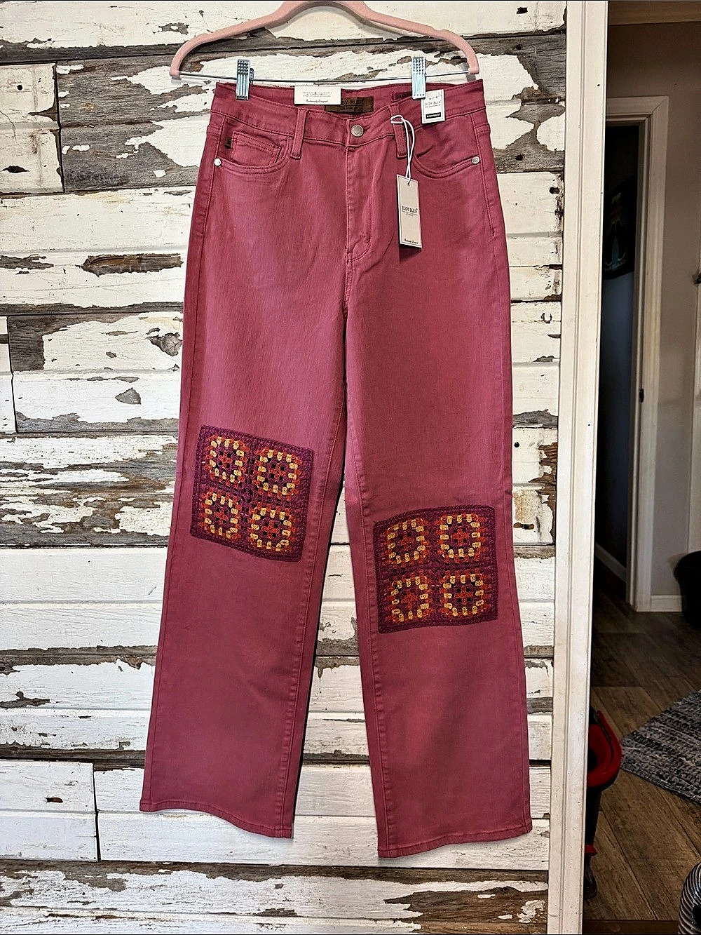 Judy Blue High Waisted Dyed Crochet Patches Wide Leg Jeans Wide Leg Jeans in(60